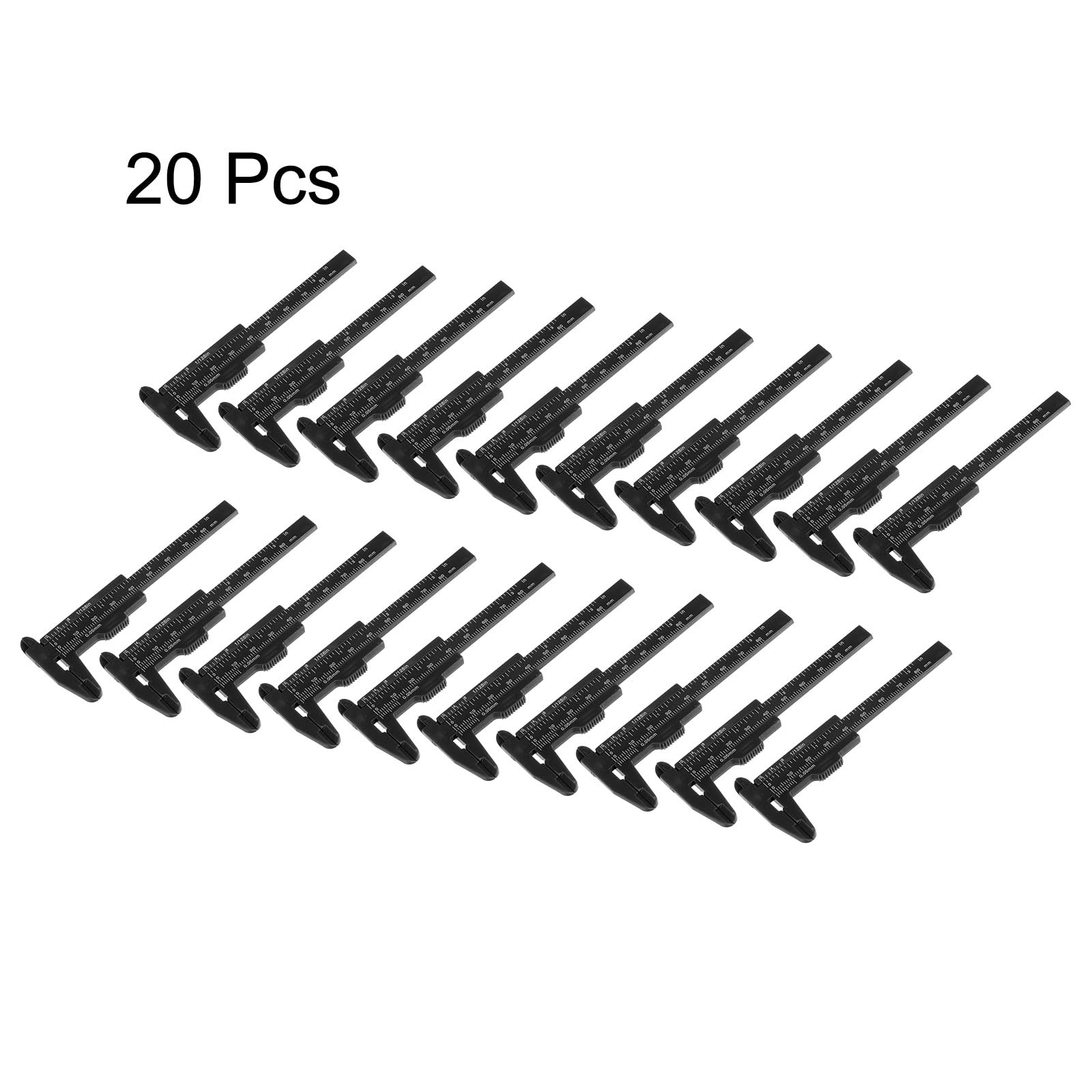 20 Mini calibradores Vernier de 80 mm/3 Pulgadas con Doble Escala métrica y en Pulgadas, Herramienta de medición Deslizante para medir Profundidades internas, Color Negro.