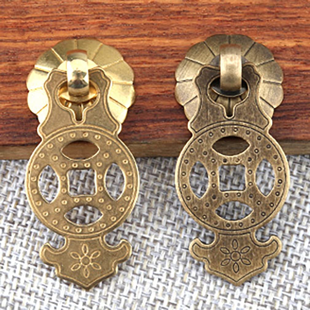 Uchwyty pierścieniowe, Zestaw 4 mosiężnych szuflad z uchwytami w kolorze złotym i antycznym brązie, do desek drewnianych o grubości 18–22 mm(Gold)