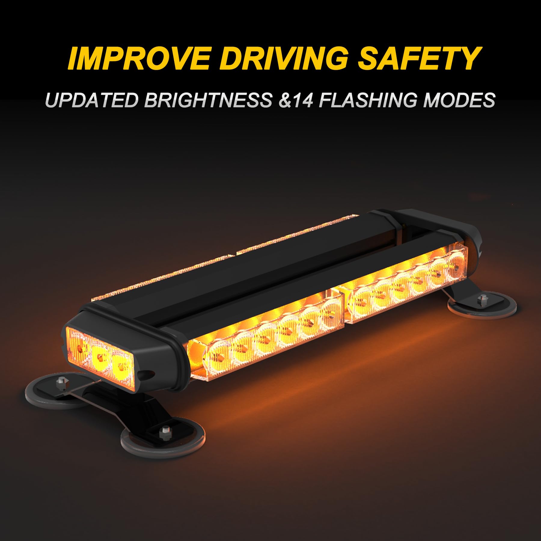 38 cm, 30 LED, 30 LED, luz intermitente, 14 modos, 12/24 V, lámpara de advertencia magnética, luz intermitente de emergencia
