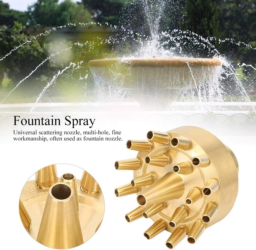 Fdit Copper Fountain Nozzle, 1 Inch Female Thread Sprinkler Spray Head Multi Hole Garden Water Fountain Nozzle for Pond Landscape