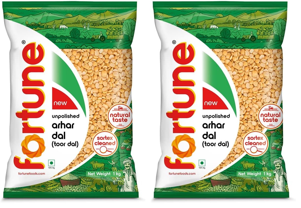 Fortune Arhar Dal (Toor Dal), 1 kg, Unpolished and Sortex