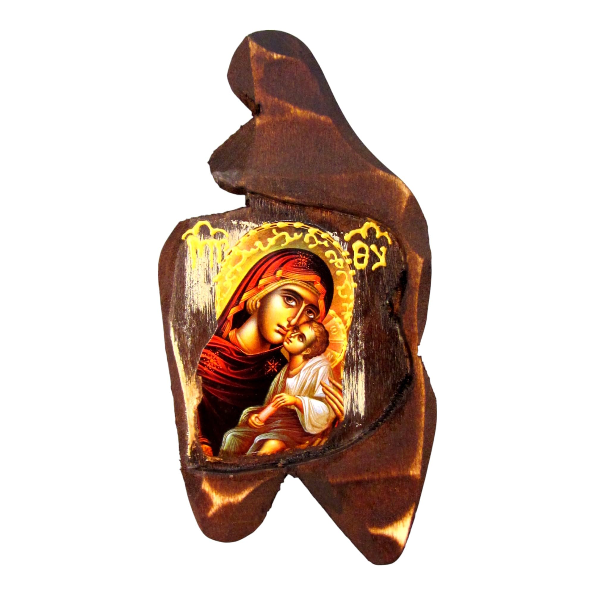 Icône orthodoxe grecque Christ et Vierge Marie, art chrétien bois fait main SF00_2