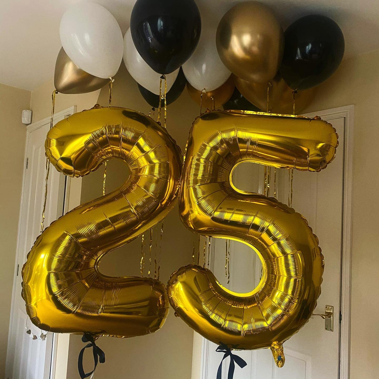 40 Inch Giant Black Number 25 Mylar Balloons - 25th Birthday Party Decorations, Helium Or Air Fill, Set Of 2 Numbers + Straw - View #8