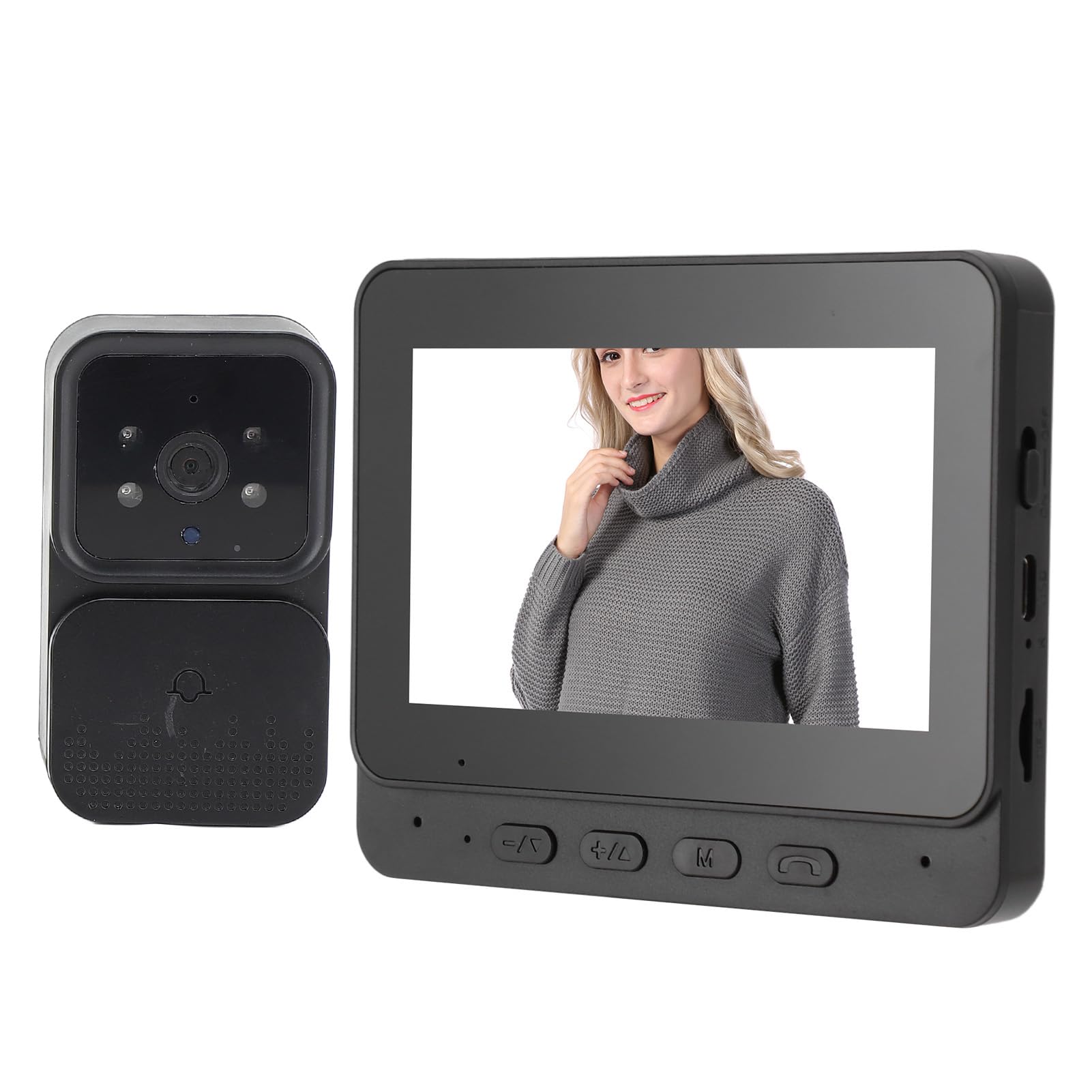 Cryfokt de Videoportero Inalámbrico WiFi, 1080P Night Vsion Videoportero Inalámbrico Kits de Cámara HD, Intercomunicador de Doble Vía para Apartamento de Oficina en Casa de Villa