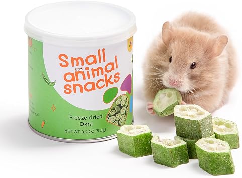 Niteangel Hamster Snack Treat Toy Freeze-Dried Okra & No Additive | Delivers Essential Vitamins & Minerals- Small Animal Natural Treat for Dwarf Syrian Hamsters Gerbils Mice Degus or Small Pets