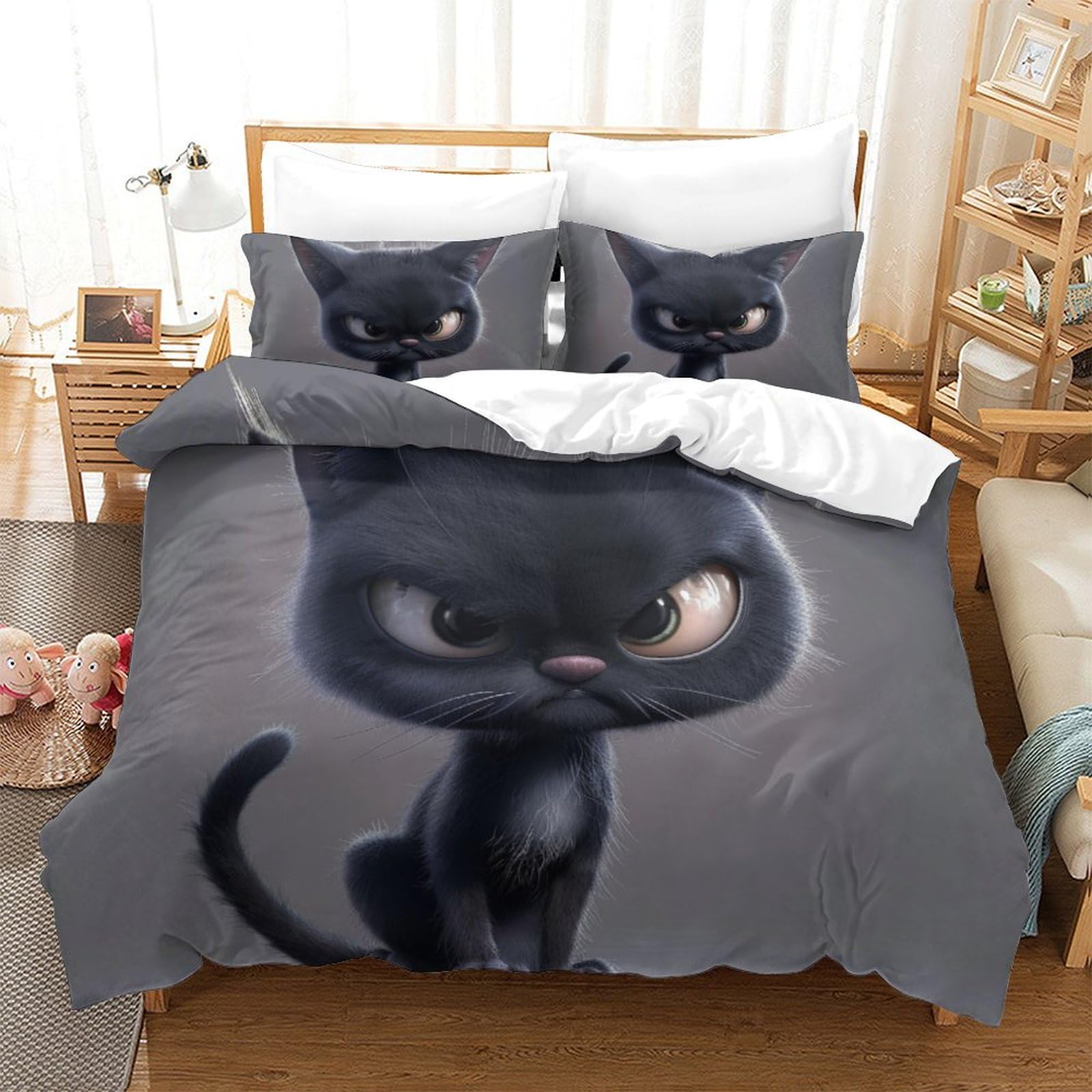 Housse de couette imprimée 3D chat britannique pour en finir avec le linge de lit terne et rêche