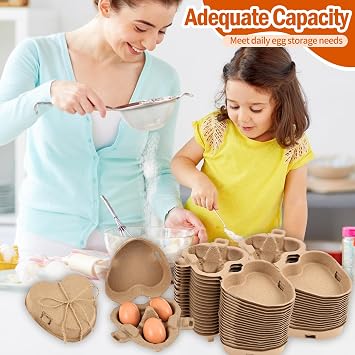 36 Pack Heart Shaped Egg Cartons, Eco-Friendly Paper Pulp 3-Egg Boxes with 20m Jute Twine, Biodegradable Small Egg Holder Trays for Farmers Market, Easter, Baking & Gift Packaging