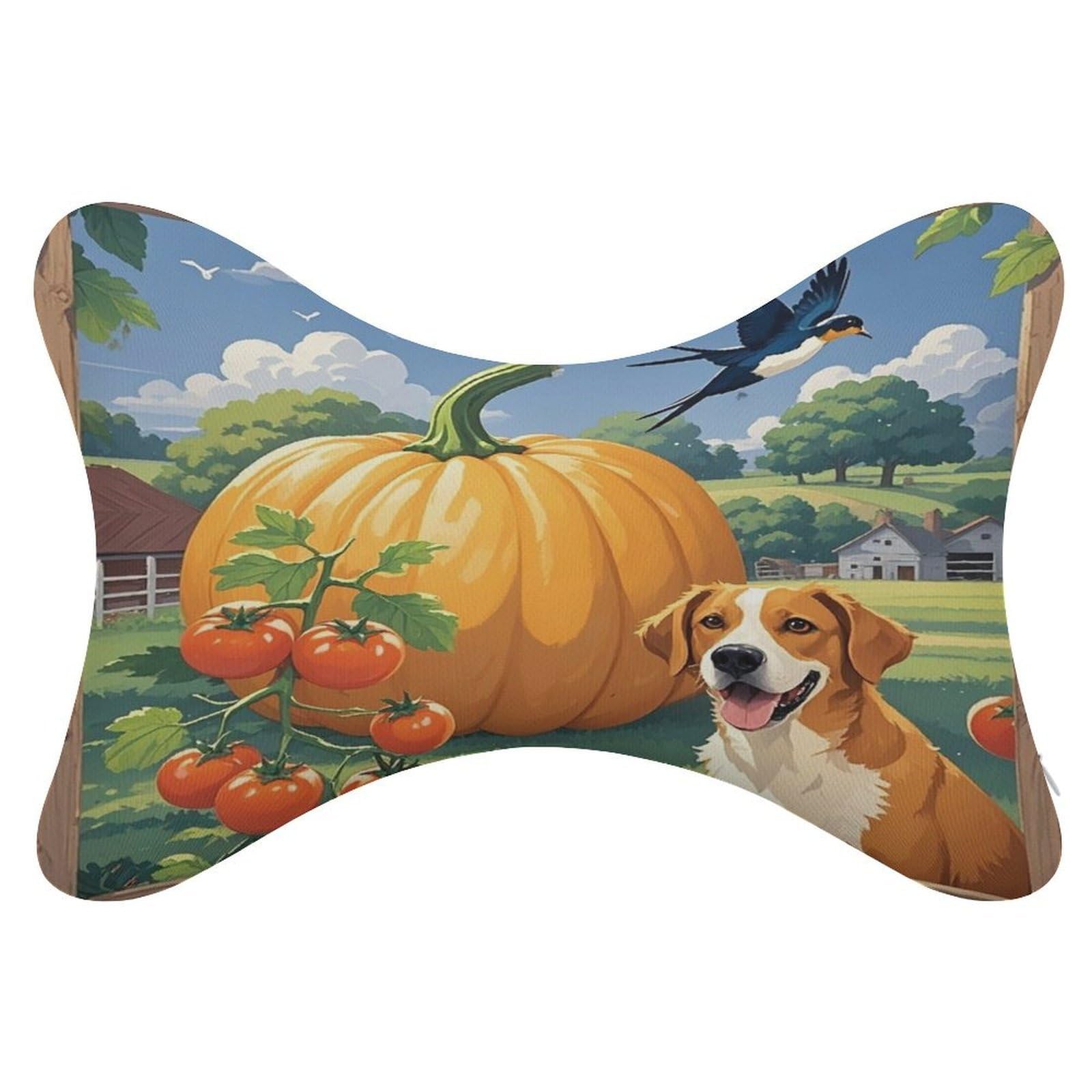 FekiLoot Autumn Farm Car Headrest Set of 2,Softness Memory Foam Car Neck Pillow with Breathable Removable Cover Car Neck Support Pillow Ergonomic for Driving, Office