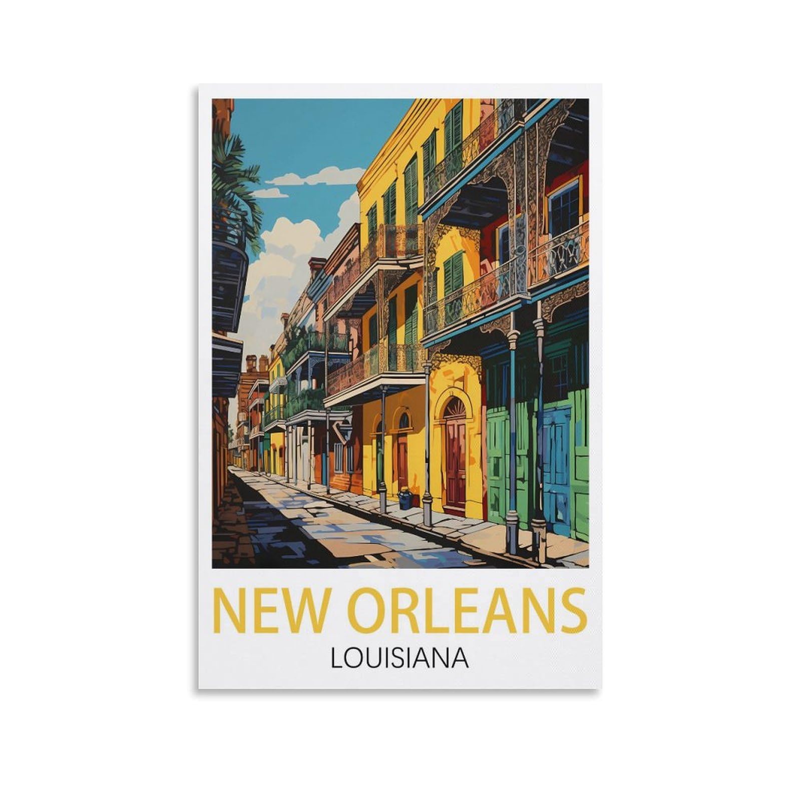 CYYHGEE New Orleans Louisiana Vintage Travel Posters 08x12inch(20x30cm) Canvas Poster Wall Art Living Room Home Decor