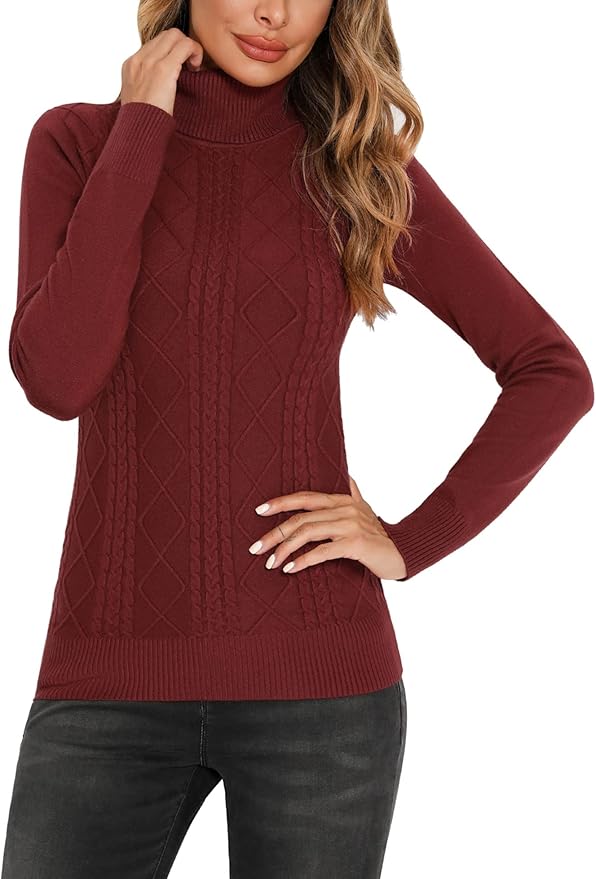 title=Gyabnw Maglione Donna a Collo Alto Maglione Lavorato a Maglia Inverno Maglione