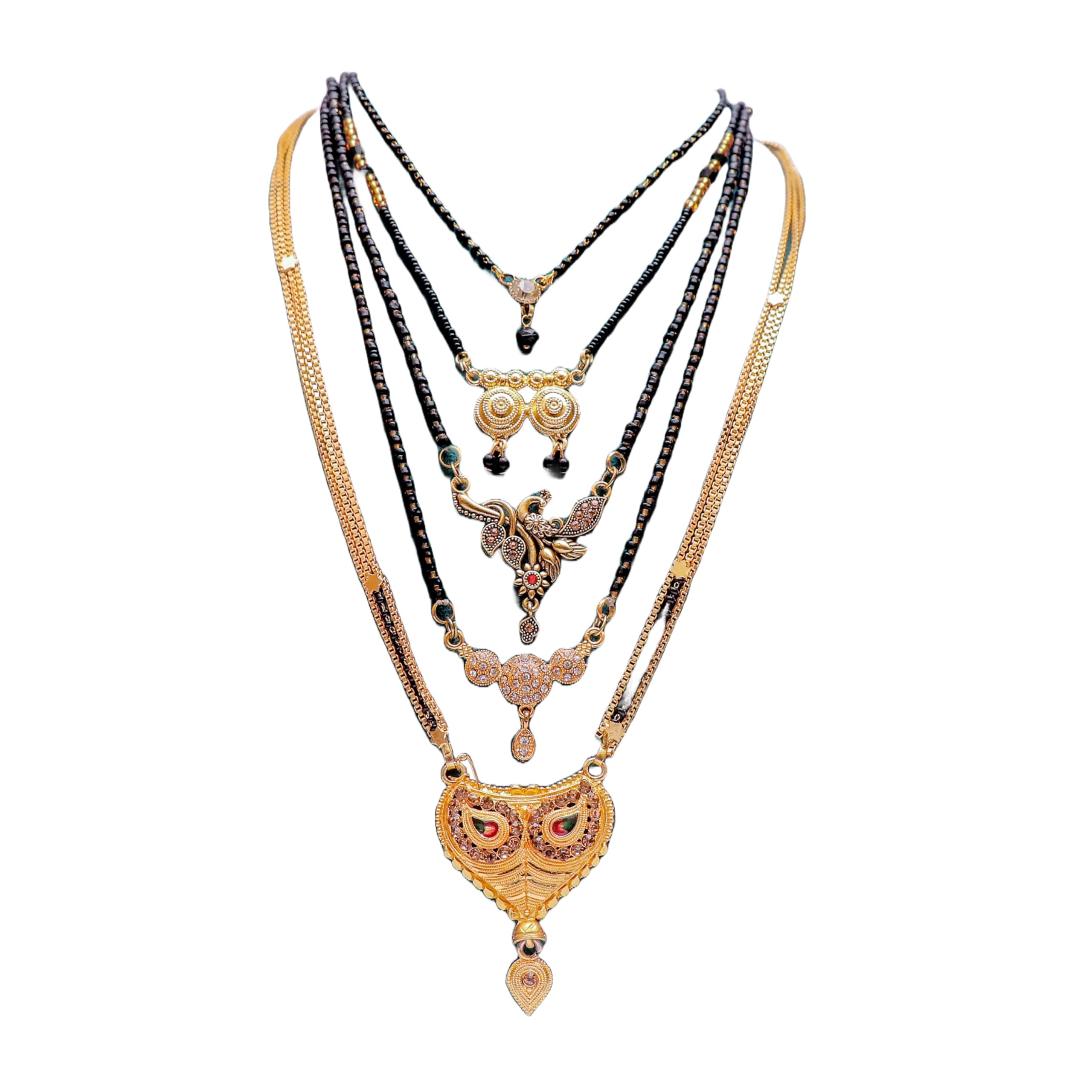 Priductegy Mangalsutra Black Beads Mangalsutra for Women Modern Short Long Style Layered Mangla Sutra Chain Tanmaniyas Nallapusalu set Combo Pack 5 set (B0CX98XPZ7) Amazon Price History, Amazon Price Tracker