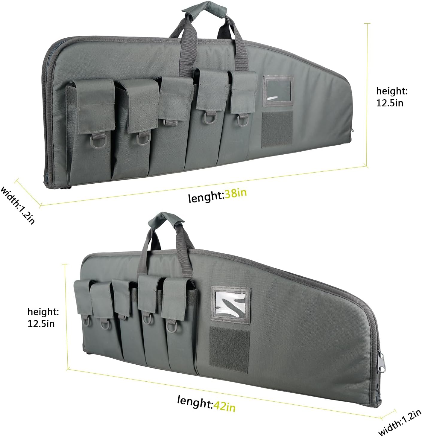 HYKING Tactical Soft Gun Case Rifle Carrying Range Bag with 5 Magazine Pouches and Adjustable Shoulder Strap,38/42 Inch