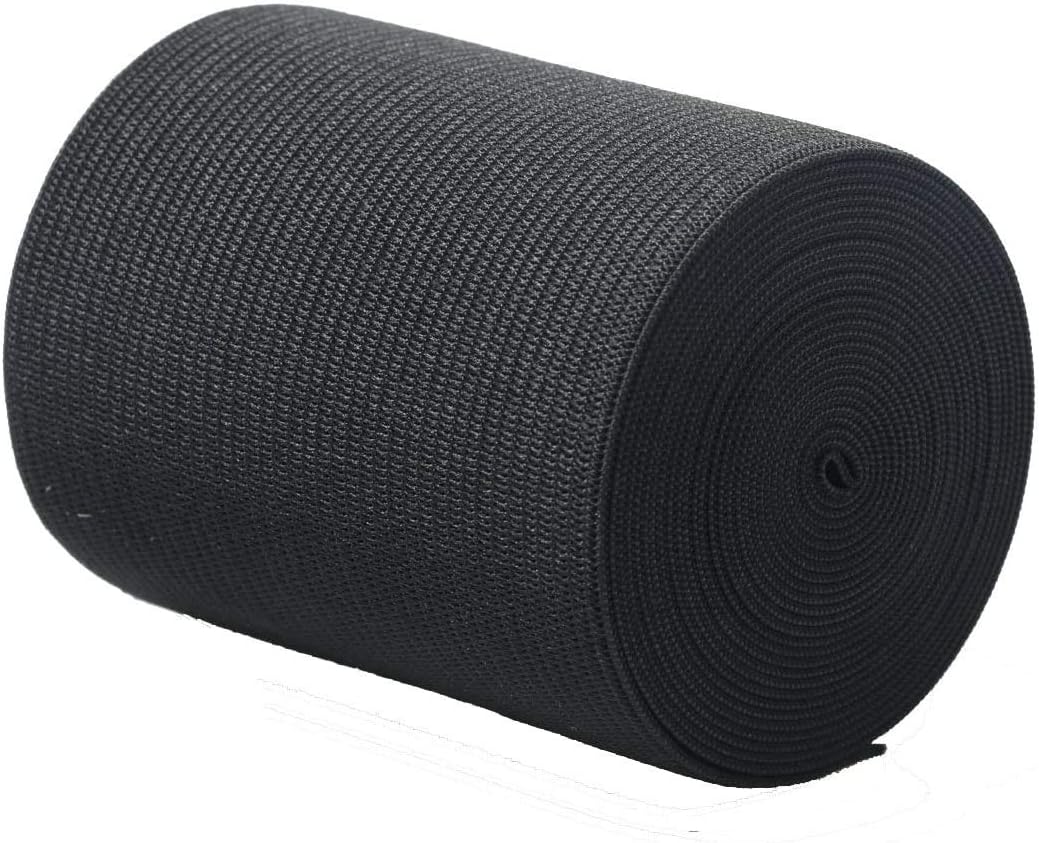 RERIVER 3-inch Wide Black Heavy Knit Stretch Elastic Band 3 Yards Sewing Knit Elastic Spool