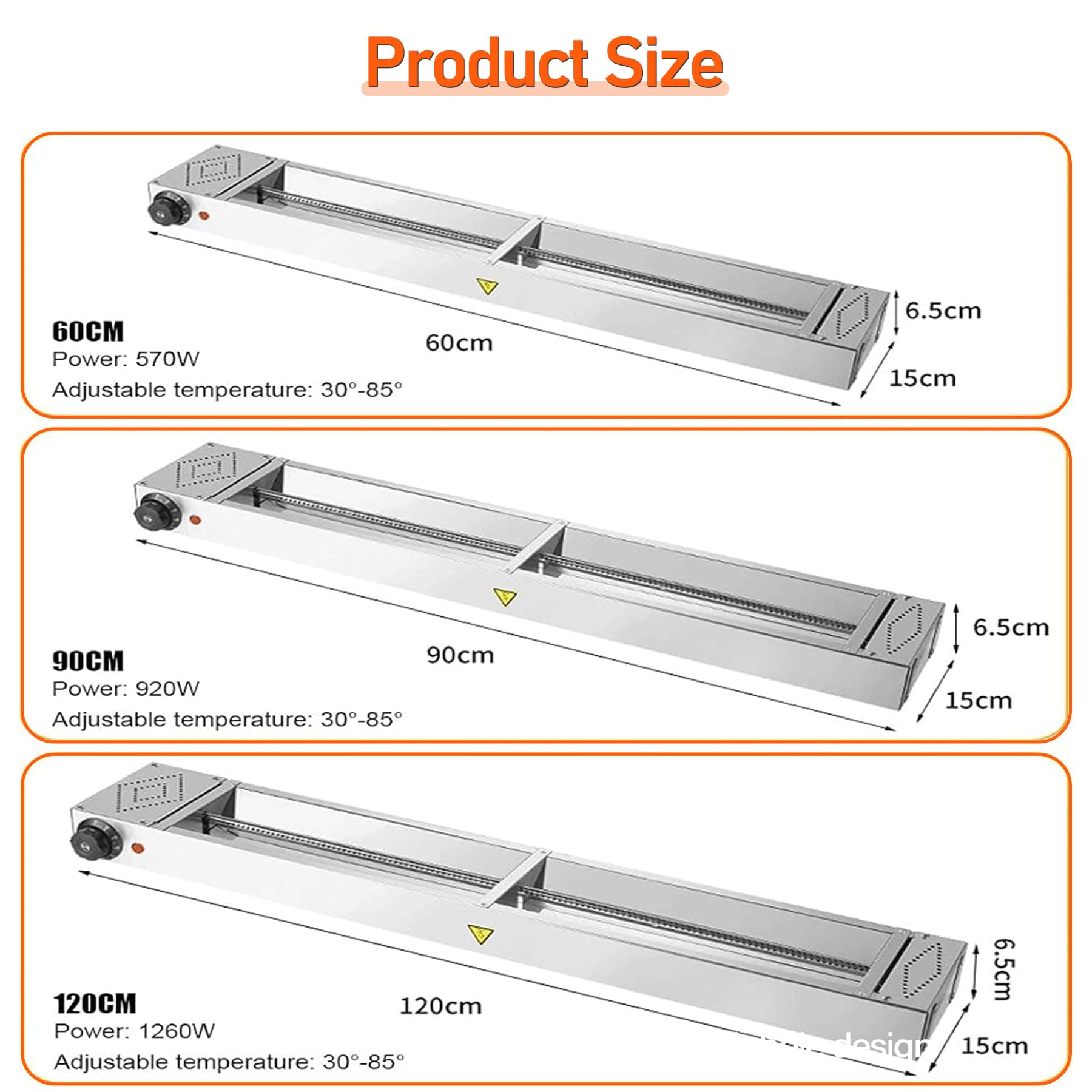 Lampada Riscaldante per Alimenti, Sospeso Lampada Riscaldante Infrarossi Alimenti, Lampada Scaldavivande Commerciale per Ristorante Cucina Buffet, Temperatura Regolabile 30-80°C (1PC, 120cm)