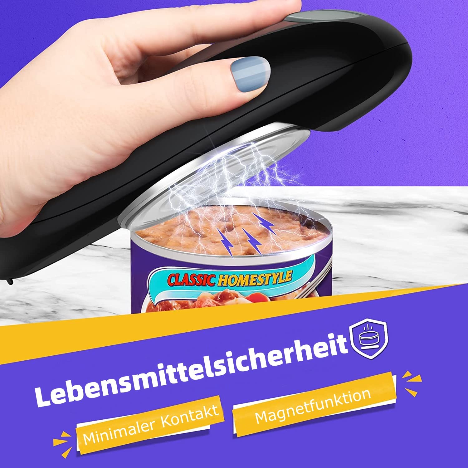 Apriscatole, One-touch Apriscatole Elettrico Risparmio Di Tempo e Fatica, Adatto Per Artriti e Persone Con Mani Deboli, Utilizzabile in Cucina e All'aperto