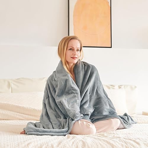 CODXIN Manta eléctrica térmica de 50 x 60 pulgadas, manta térmica de franela gruesa y sherpa, temporizador de 3 horas de apagado automático y 5