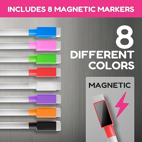 Miniatura 2 de CHALKY CROWN Planificador Semanal Magnético de Acrílico para Refrigerador - Tablero de Menú para Cocina con 8 Marcadores Magnéticos - Planificador