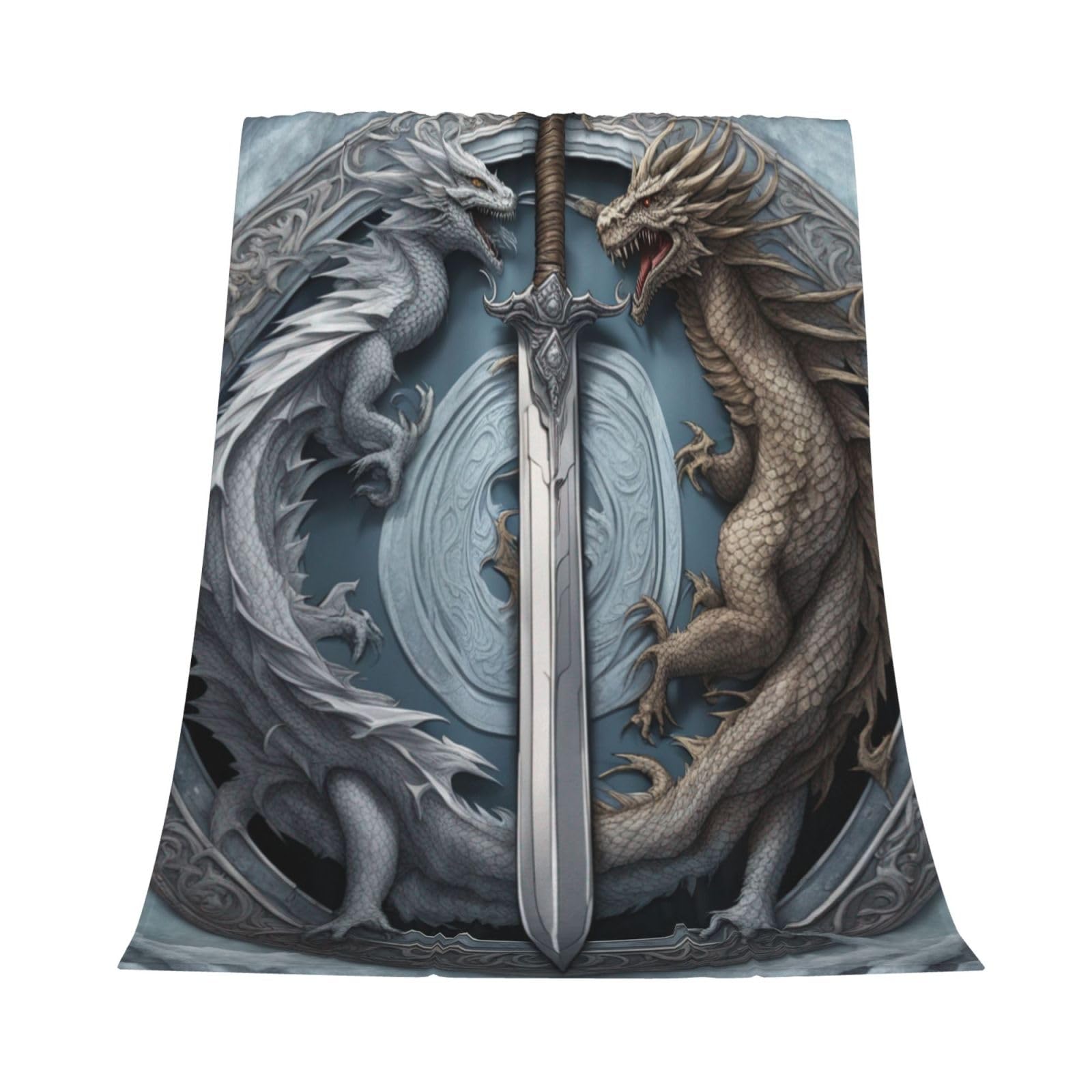 Couverture polaire dragon contre le froid, plaid canapé douillet 152 x 203 cm