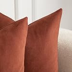 Mandioo Pack of 2 Chenille Throw Pillow Covers Elegant Design Soft and Luxurious Decorative Cushion Covers Pillowcase Couch Sofa Bedroom Living Room Decor 12x20 Inch 50x30cm Rust