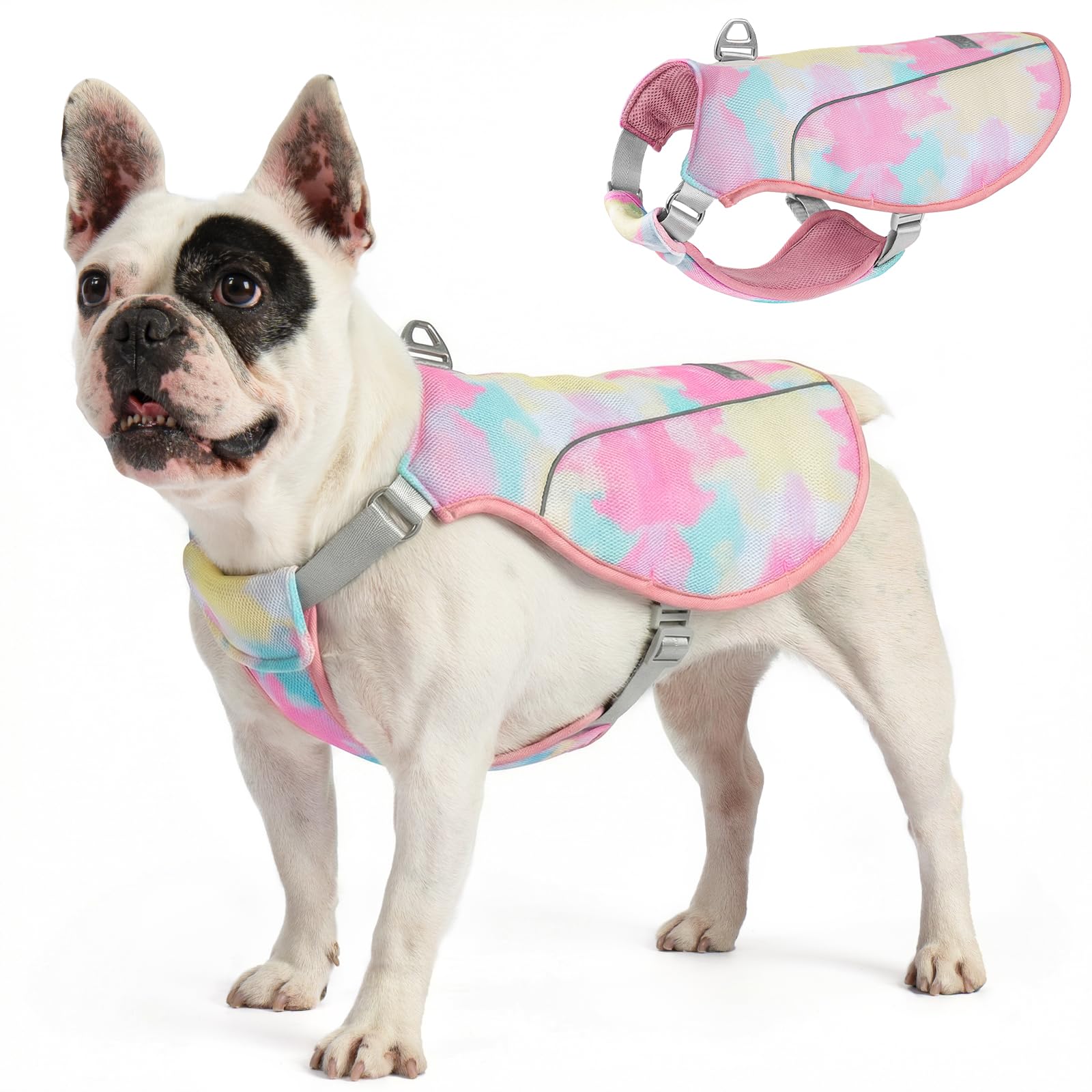 KYEESE Dog Cooling Vest, Breathable Mesh Dog Cooling Shirt for Small Dogs with D-Ring, Sun Protection Reflective Dogs Cooler Jacket with Adjustable