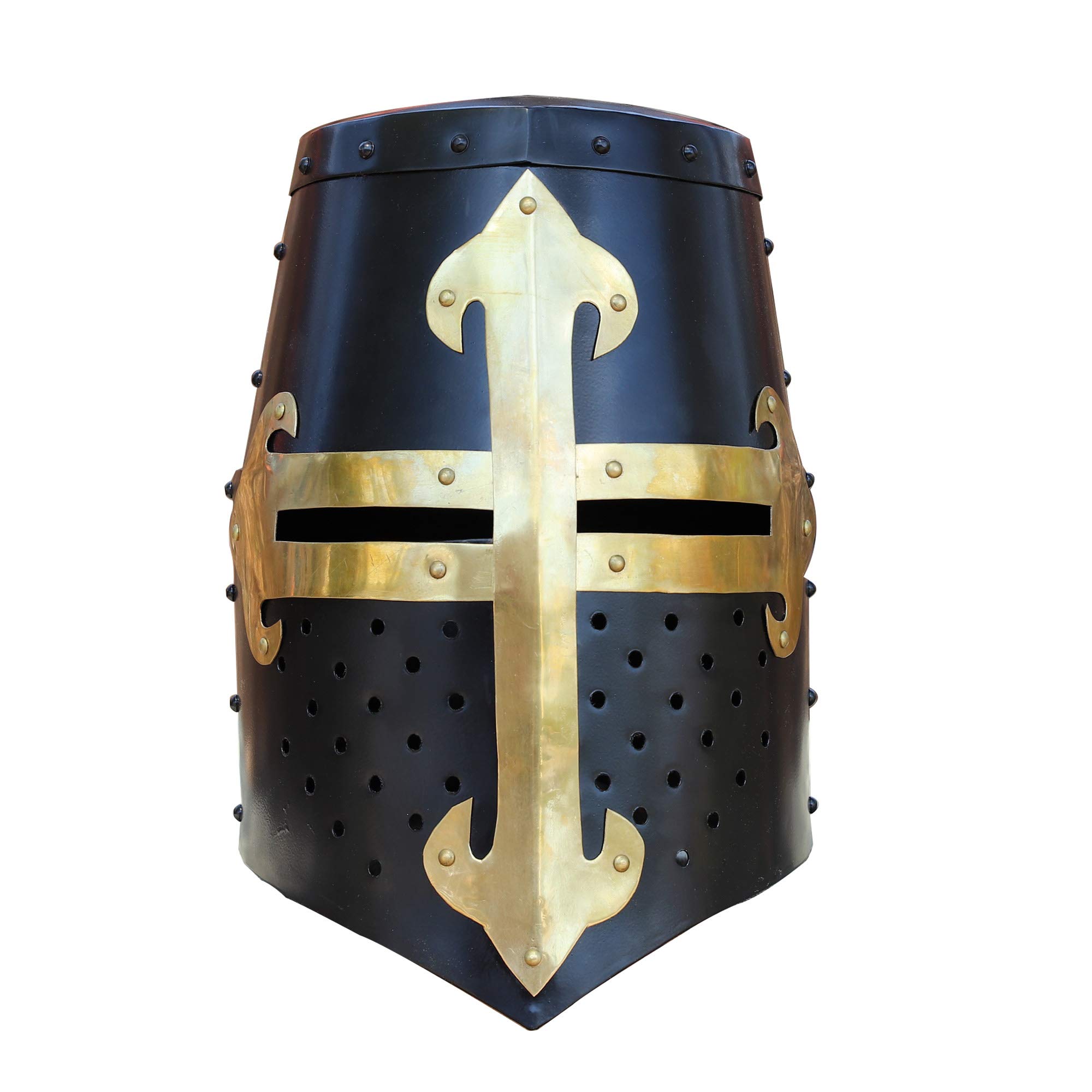 Armory Replicas™ - Knights Templar Brass Trimmed Crusader Practice Helmet Without Liner - Black