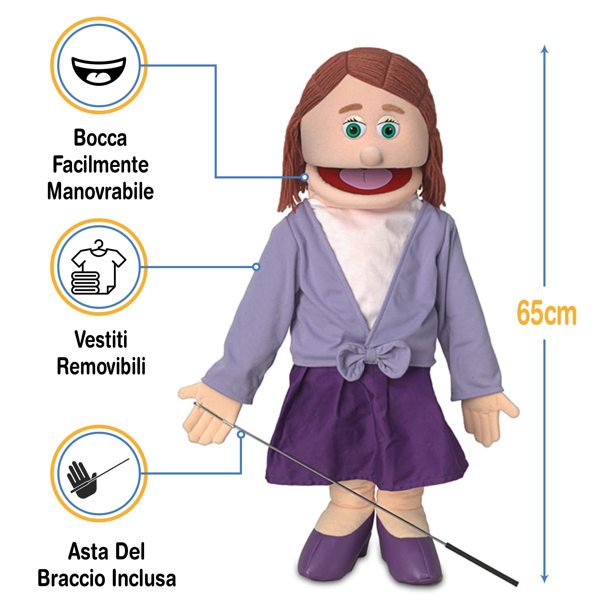 Marionetta in stile ventriloquo a corpo pieno 65 cm per mamma e insegnante pesca