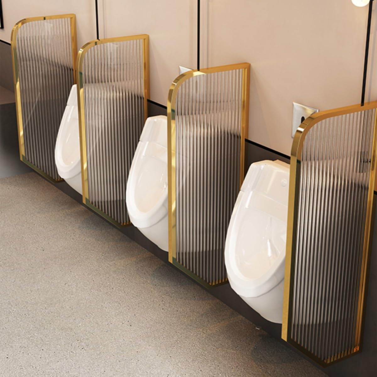 Urinal Screen Toilet Partition,Wall-Mounted Men Urinal Screen Toilet Partition with Accessories, Hardware for Durability and Functionality for School/Shopping malls/Public Places(Gold,2pcs)