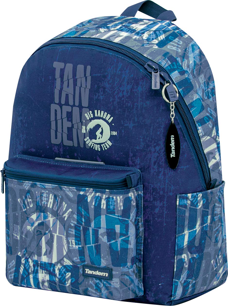 OFITURIA Colegio Tandem Waves Doble Adaptable a Carro para Mochilas Escolares, Bolsillo Frontal y Compartimento Interior para Portatil o Tablet-Medidas 34 x 45,5 x 15 cm Unisex niños