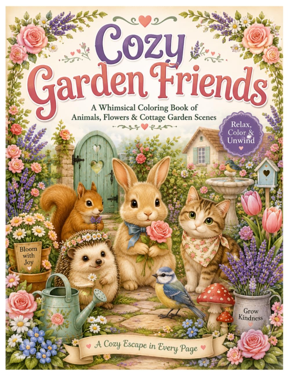 Cozy Garden Friends Coloring Book