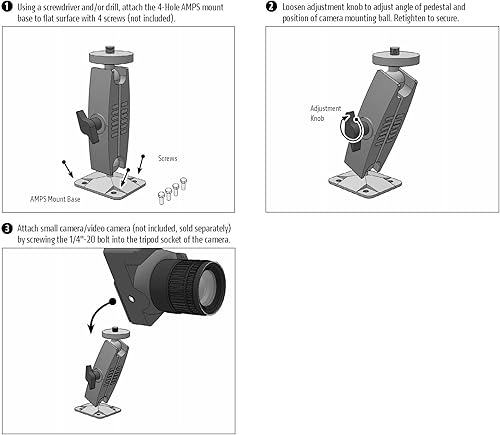 Miniatura 4 de ARKON Mounts - Pedestal de montaje en pared AMPS resistente para cámaras y cámaras de video AMPS de 4 agujeros para cámara de montaje en pared o