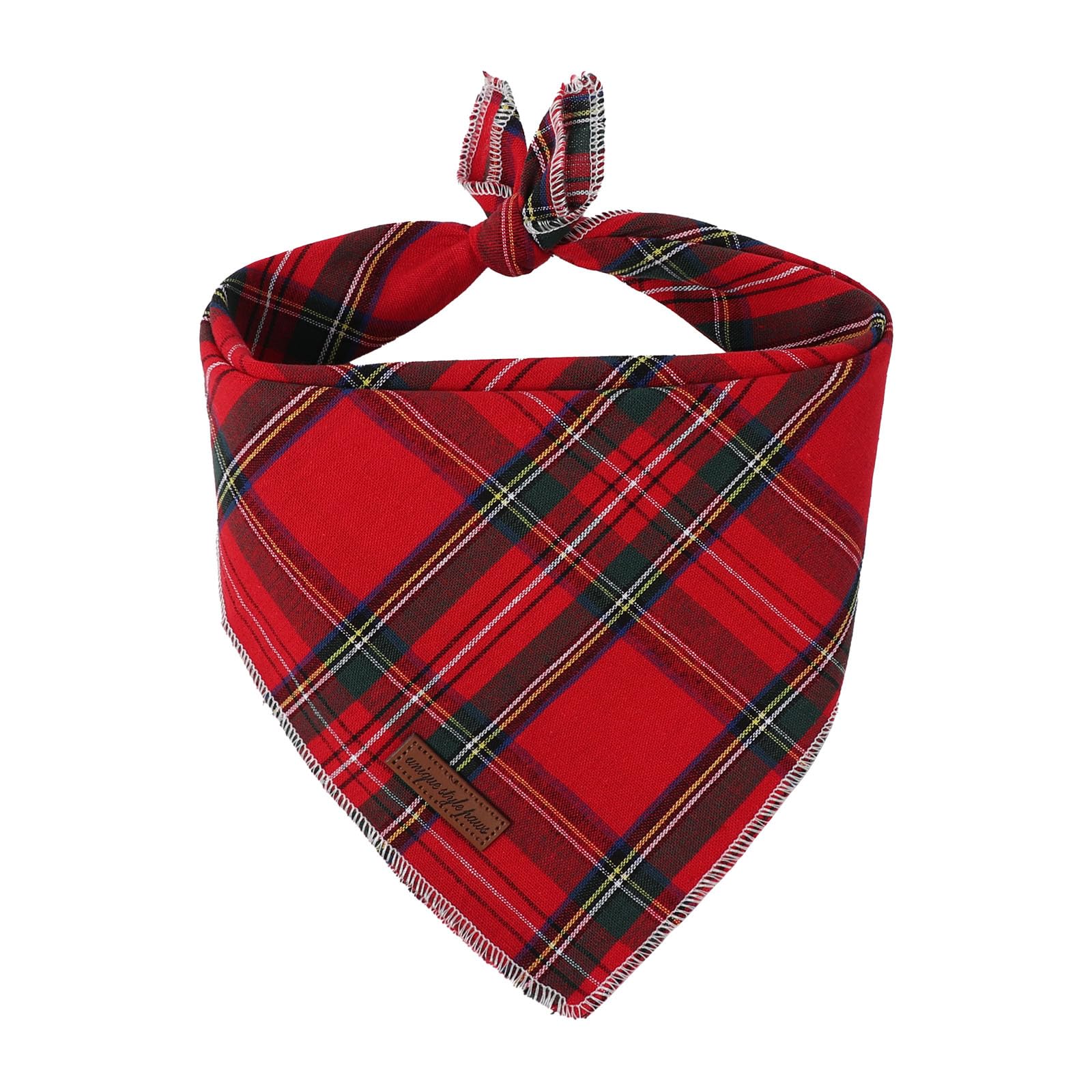 Unique Style Paws Dog Christmas Bandanas 1PC Washable Cotton Triangle Red Plaid Dog Scarfs for Small Medium Large Dogs and Cats