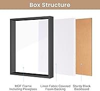 Vista 118 de Califortree 12x16 Large Shadow Box Frame with Soft Linen Back - Metal Push Pins Included, Memory Shadow Box Display Case for Bouquet Awards Medals