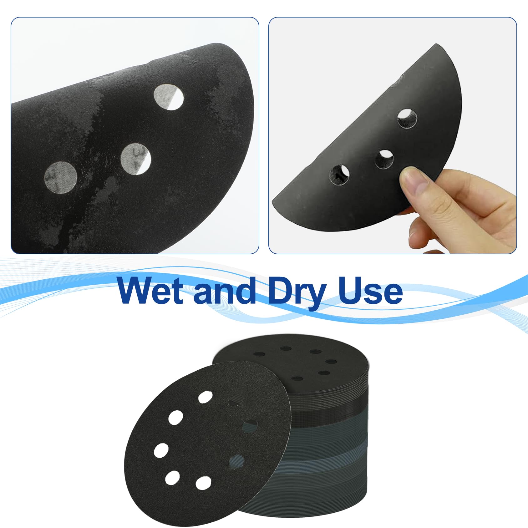 Xrkuu 125mm Sanding Discs 80Pcs, 5 Inch 8 Hole Wet Dry Hook & Loop Sanding Pads - Image 4