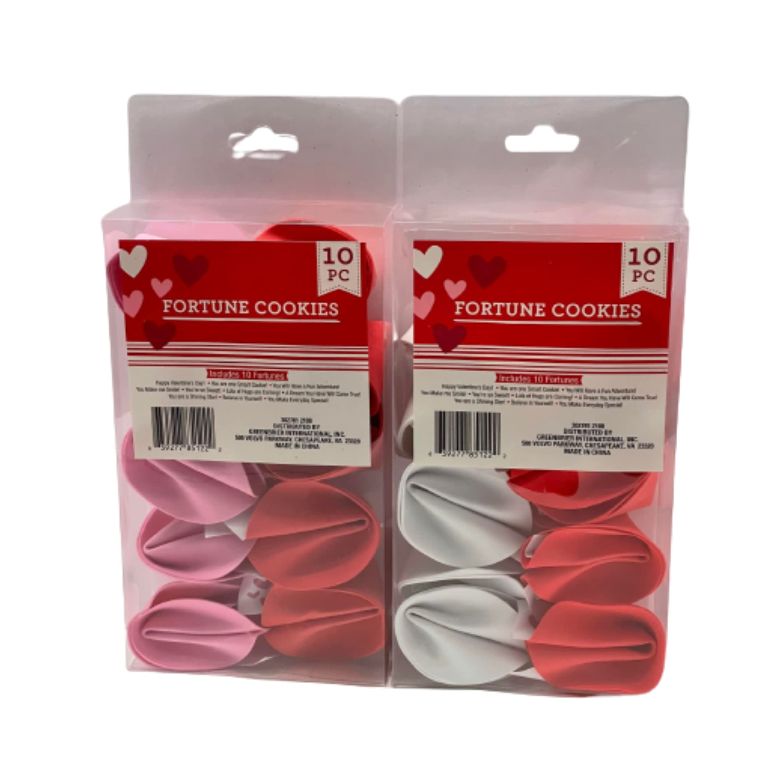 Happy Hearts Valentine's Day Themed Red, Pink, and White Foam Fortune Cookies, 20ct (2packs/Set), Pink, Red, and White