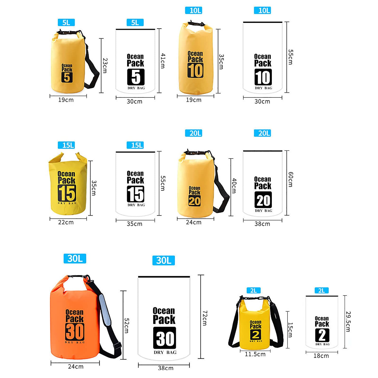 YDYJKI Borsa Impermeabile Galleggiante Roll-top 5L/10L/20L/30L – Asciutta Per Kayak, Rafting, Campeggio E Spiaggia - 3
