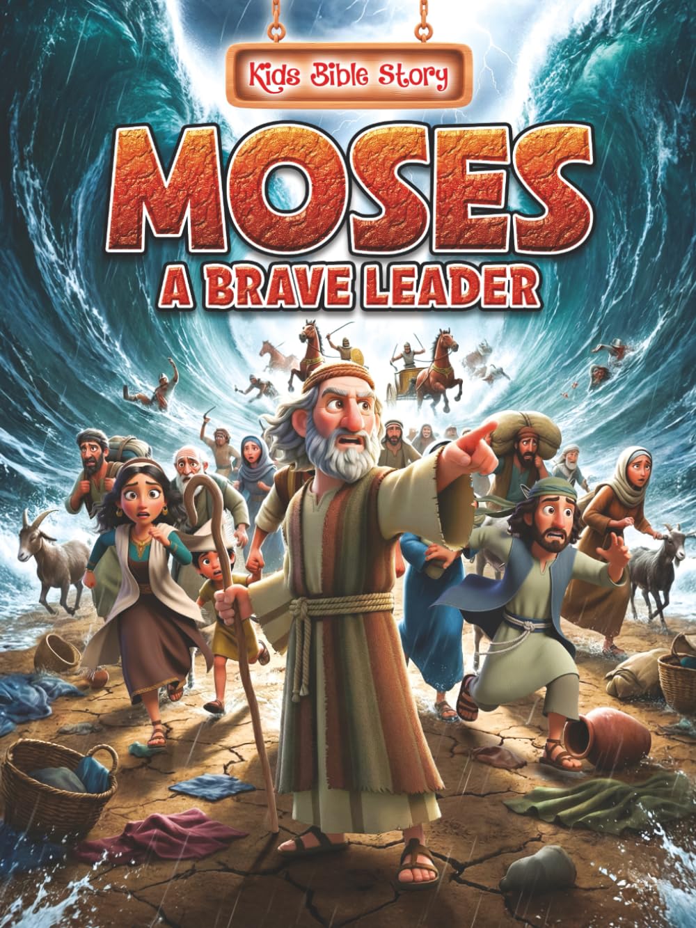 Kids Bible Story, MOSES A BRAVE LEADER: A MOVIE IN A BOOK: A cinematic, movie-like Bible storybook featuring 128 pages of beautiful 3D illustrations with consistent character designs.
