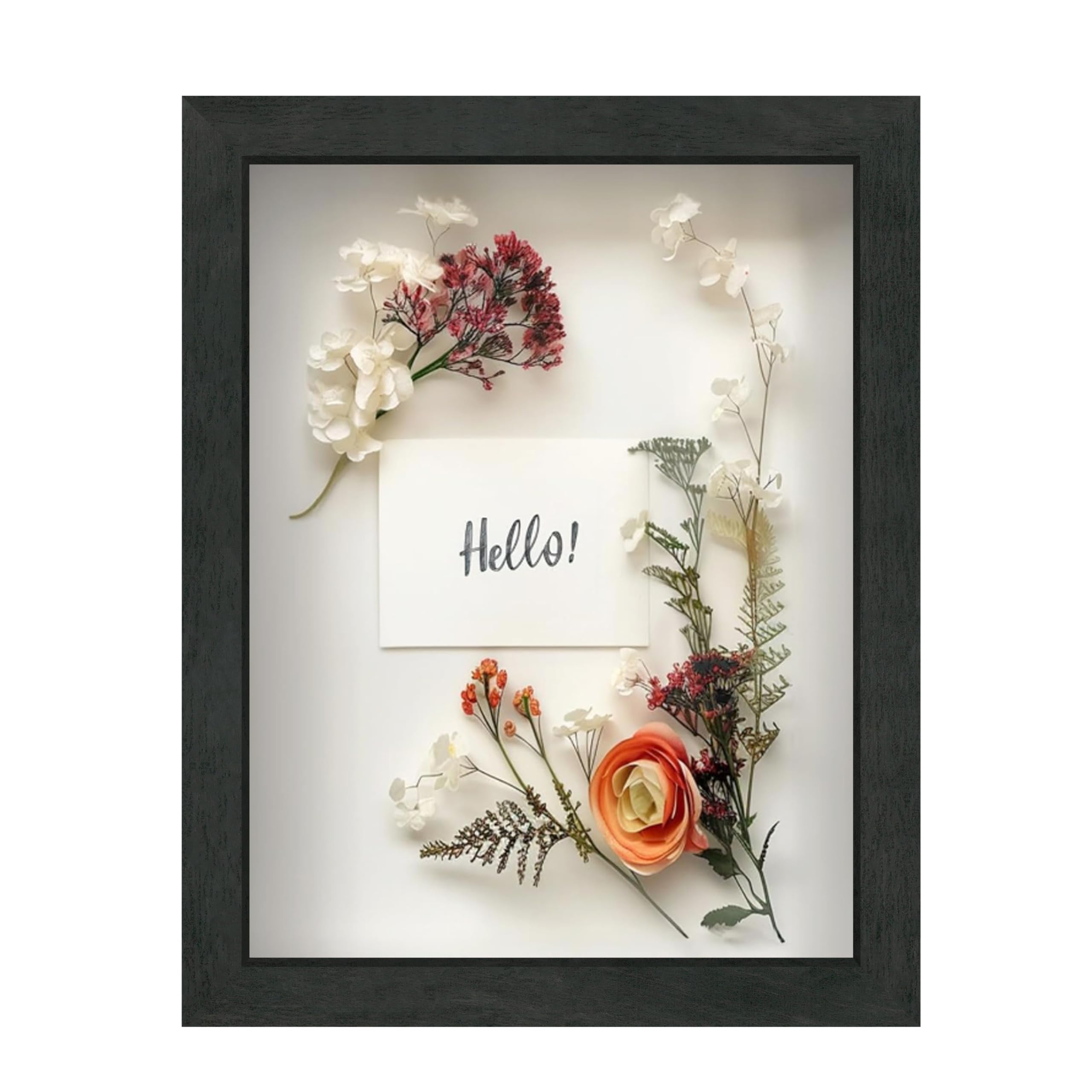 FrameWorks 8.5x11 Driftwood Wooden Shadow Box Frame – Soft Felt Back, Tempered Glass, and Included Elegant White Ball Push Pins