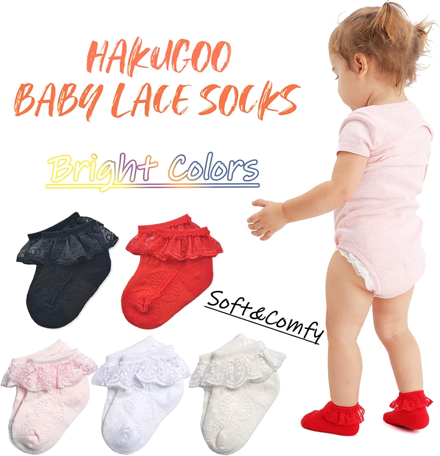 Baby Girl Lace Socks Eyelet Ruffle Socks 2/3/5/6 Pairs Princess Dress Socks Newborn Infant Toddler - Image 2