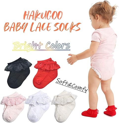 Miniatura 2 de Calcetines de encaje para bebé niña, con ojales, 2356 pares de calcetines de princesa para recién nacidos, niños pequeños