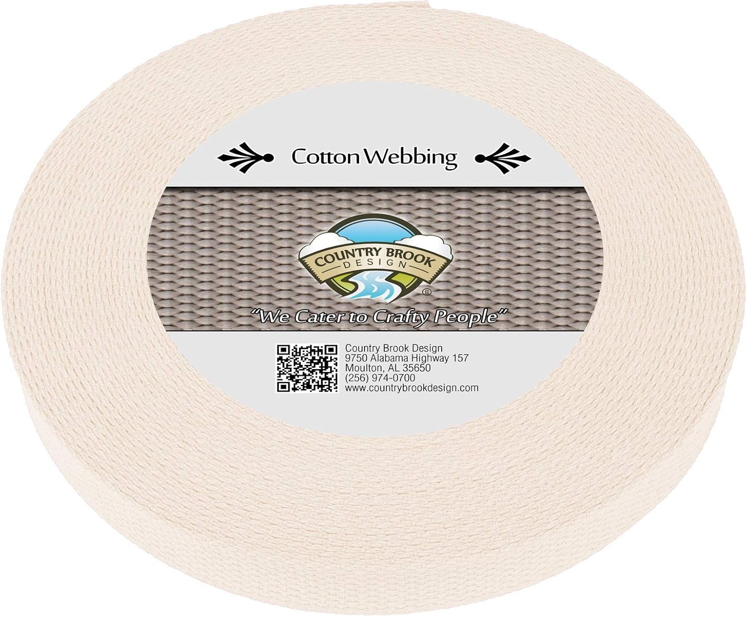 Country Brook Design - 1" Cotton Webbing Strap - Lightweight, Organic and Gentle with Skin Cotton Strapping - 25 Yards, Natural