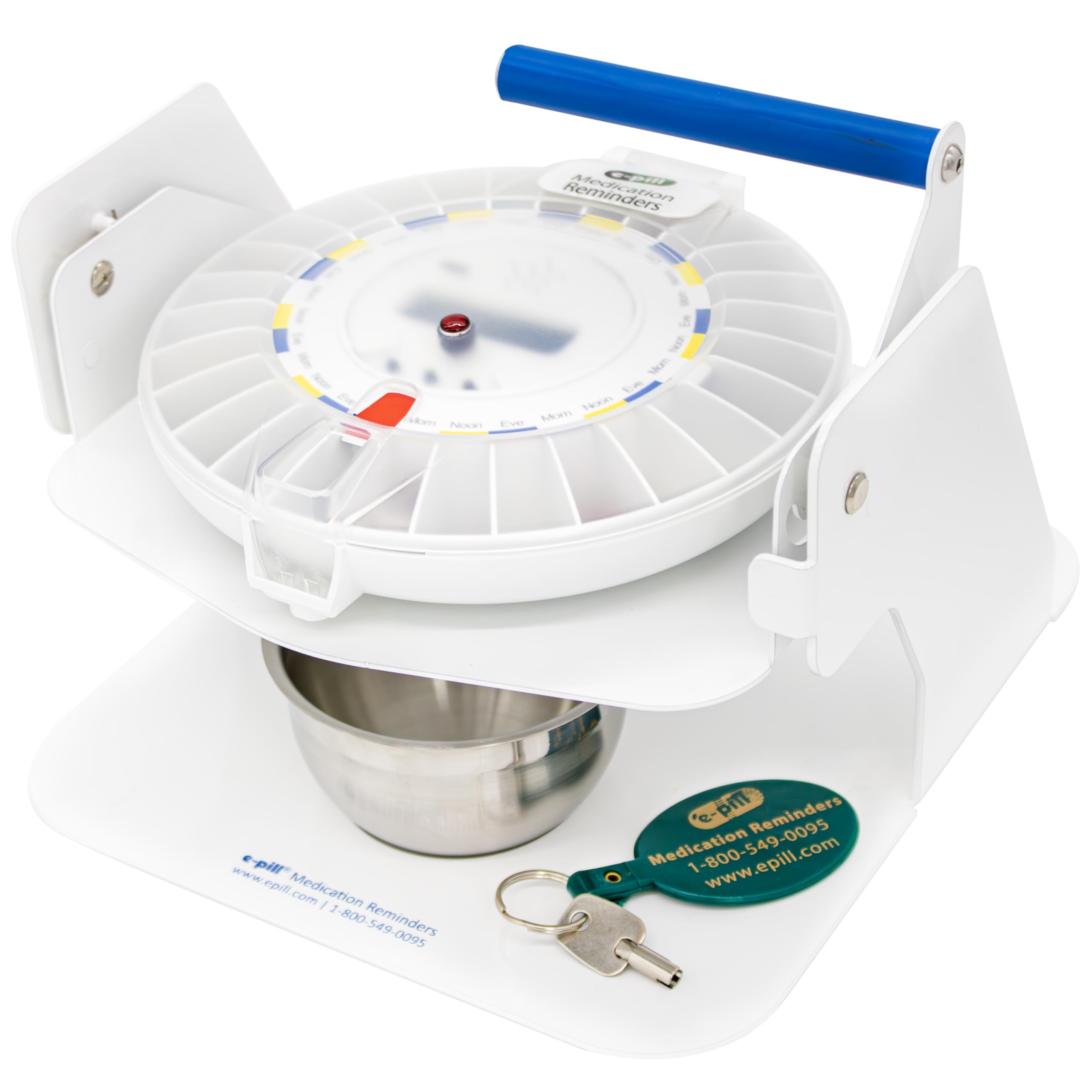 e-Pill MedTime Station Automatic Pill Dispenser – Locked Medication Reminder with Tipper Base & 6 Alarms, Clear Cover – Pill Organizer for Seniors & Caregivers