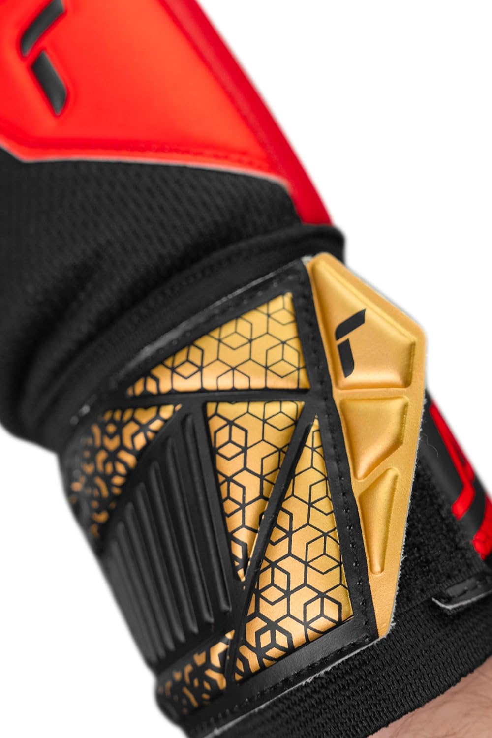 Reusch Attrakt Silver Goalkeeper Gloves, Black/Gold/Red, Size 10