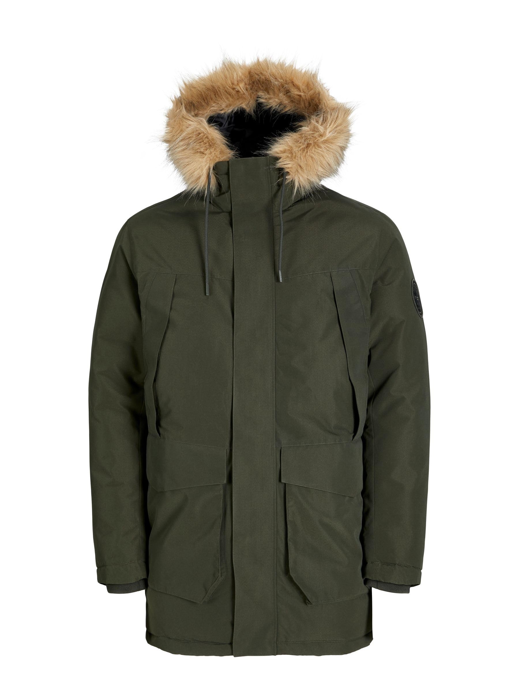 JACK & JONES Herren Jjcamp Faux Fur Parka Bf, Rosin, x_l