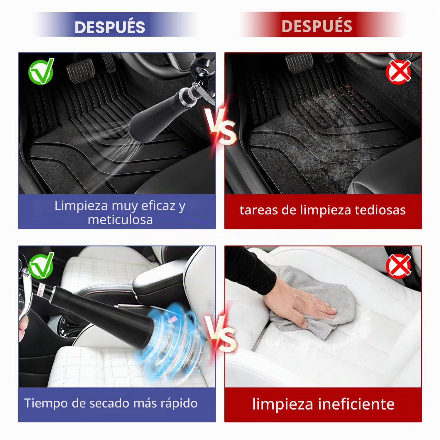 Pistola Aire Comprimido Alta Presión Limpieza Pistola de Aire Comprimido | Pistola de Limpieza de Aire Comprimido en Seco, 2 Boquillas, Soplado Seco con Efecto Torbellino, Cuidado Interior Coche