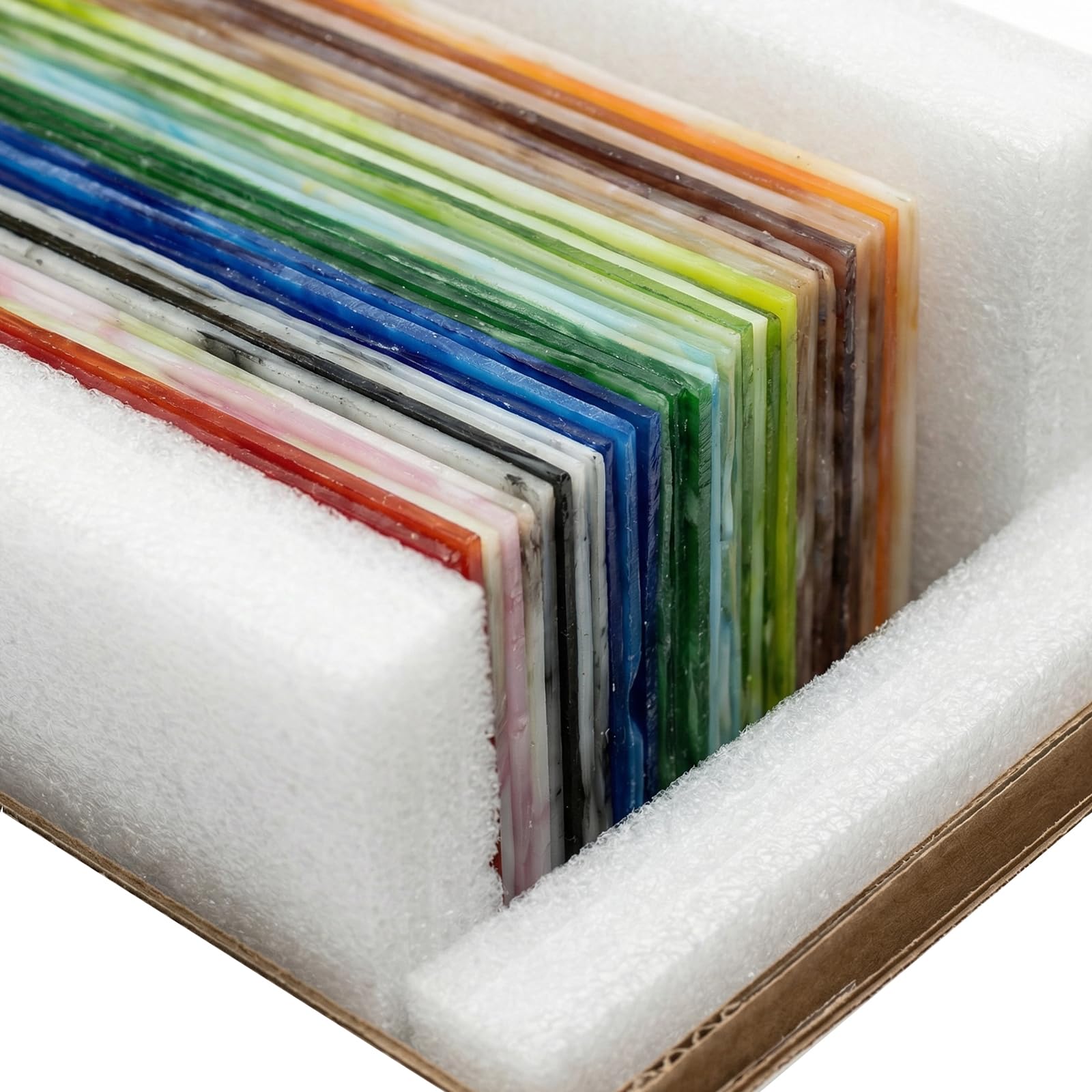 24 Pièces Verre pour Vitrail Opaque 10x15cm, Feuilles Mosaïque Irisées Couleurs Mélangées, Fournitures Loisirs Créatifs DIY, Attrape-Soleil et Décoration Maison