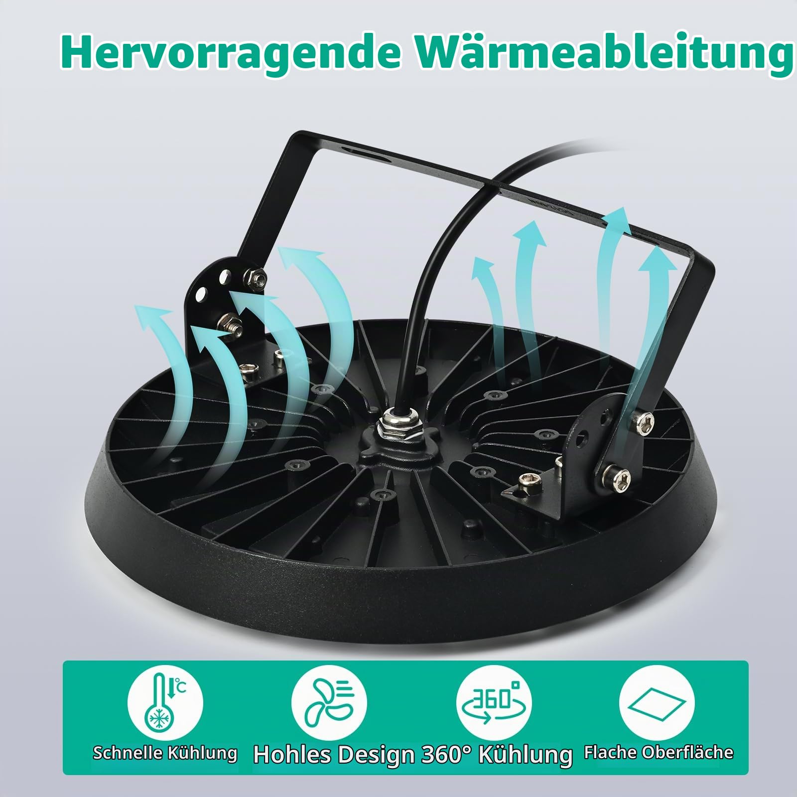 100W LED UFO Hallenlampe: 10000LM 6000K IP65 Werkstatt Deckenleuchte