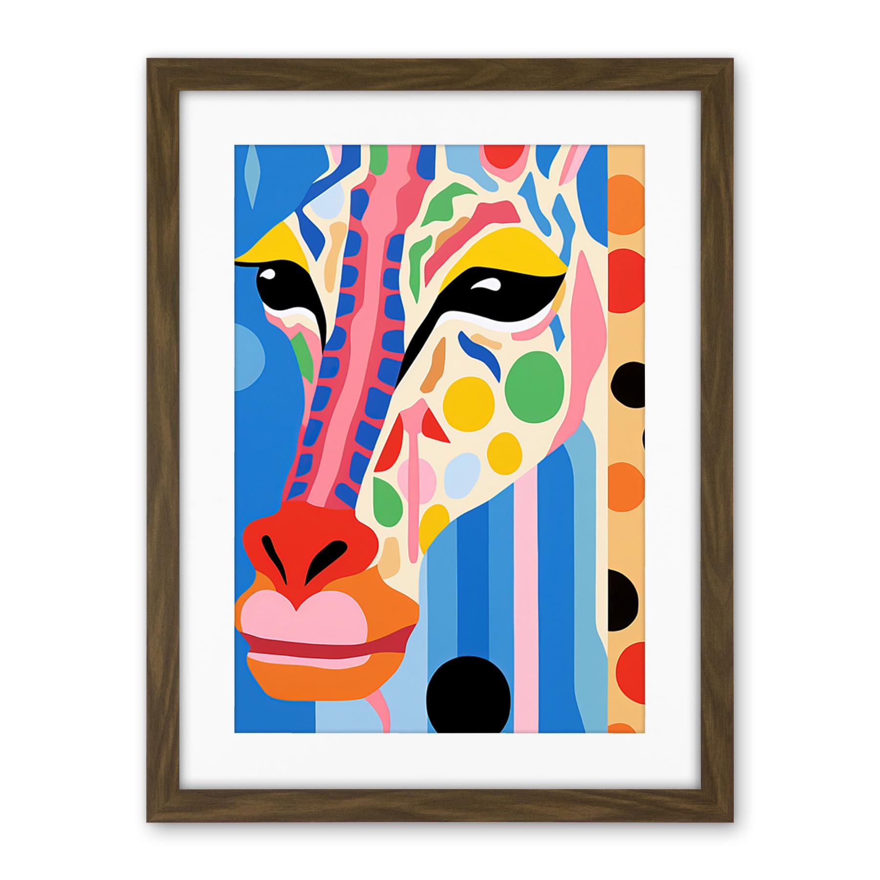 Artery8 I Woke Up Like This Giraffe Henri Matisse Style Artwork Vibrant Abstract Portrait Artwork Framed Wall Art Print 18X24 Inch