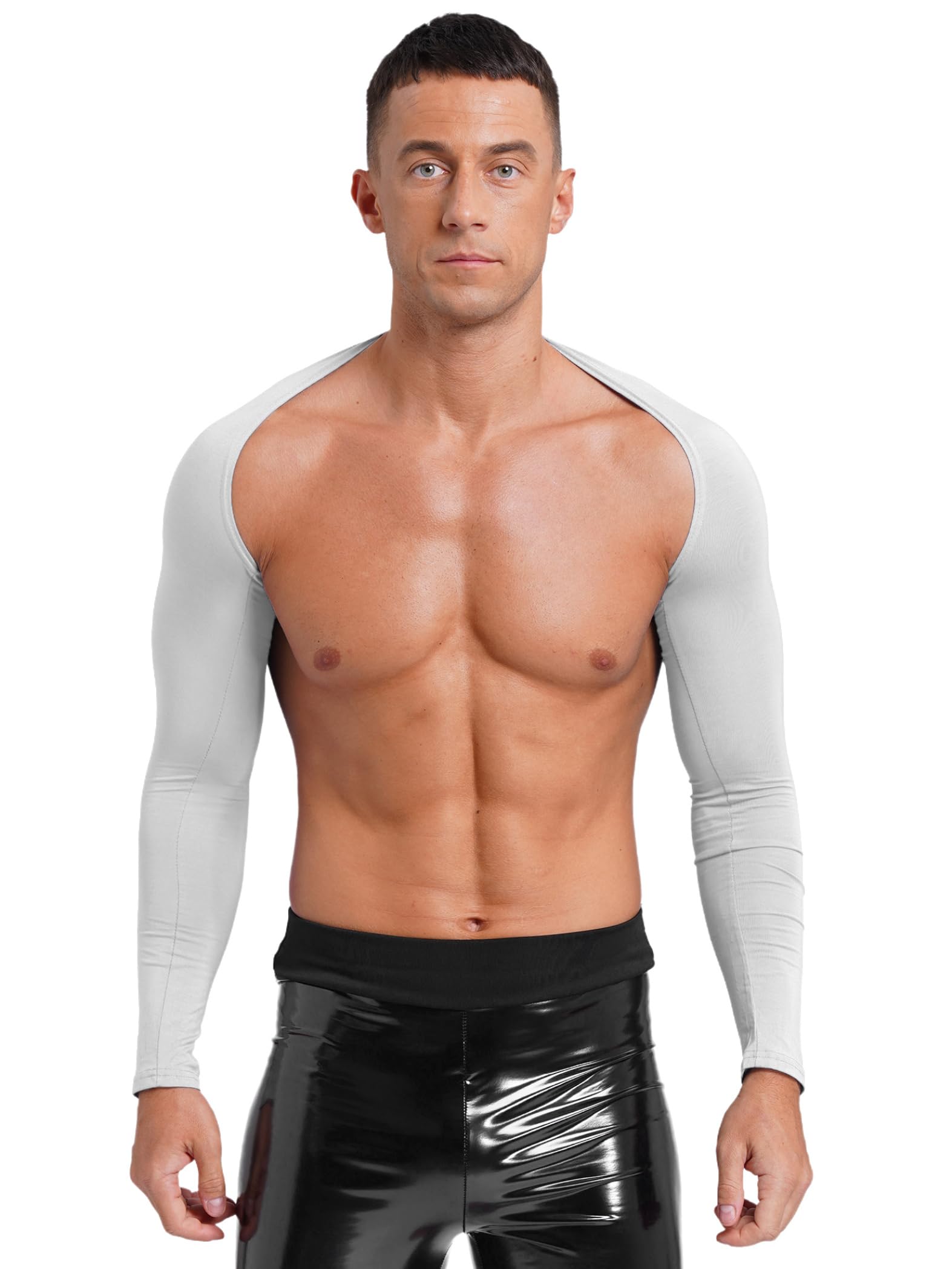 Mens Gym Sports Bolero Shrug Tops Open Front Crop Top Long Sleeve Cardigan Arm Sleeve