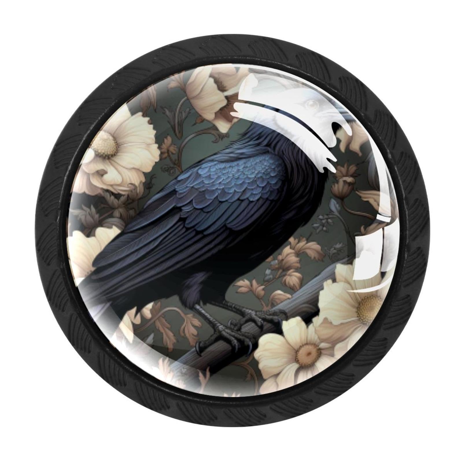 Chenzzzz Multicolored 03 Crow Colorful Drawer Pulls 4 Pcs Handle Glass Door Cabinet Knobs Home Office Kitchen Wardrobe Cupboard Hardware For Dresser Drawers