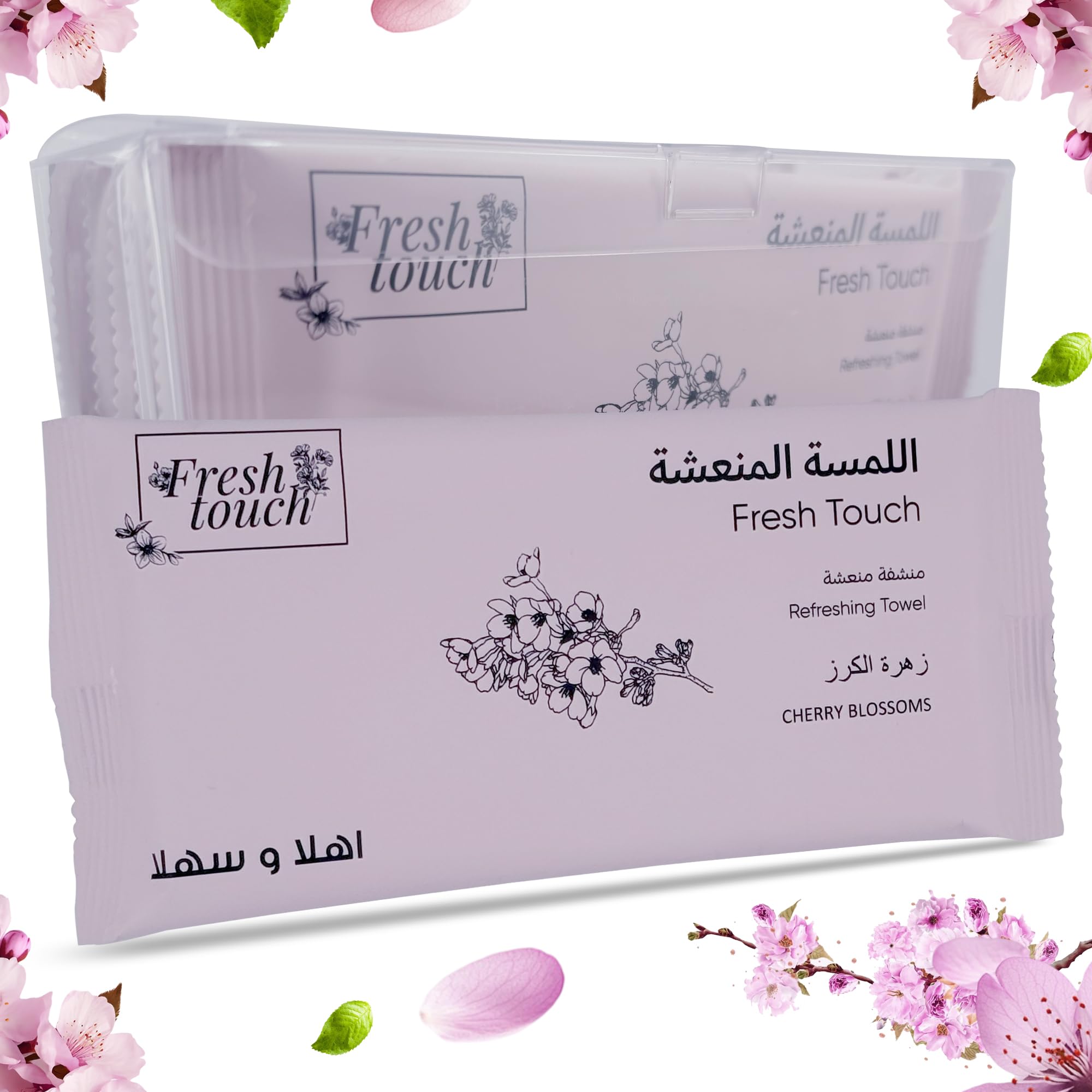 G4GADGET Luxury Disposable Refreshing Towel Wipes 6 Pack - Cherry Blossom Scent | 25cm x 25cm Towels for Hands & Face | Hot & Cold Use | Ideal for Travel, Restaurants, Hotels, & Takeaways